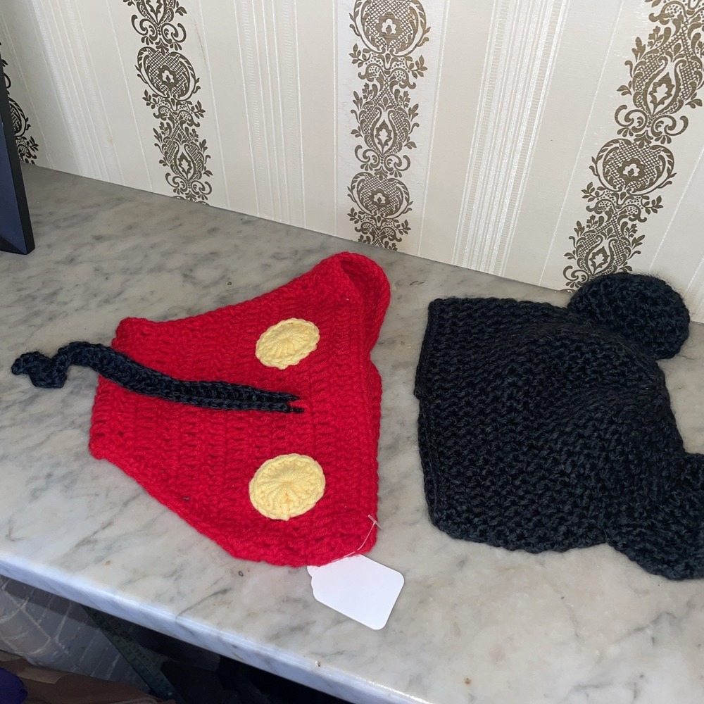 Handmade Crochet MM M!ckey M0use Style 2 Piece Newborn infant Photo Shoot Outfit